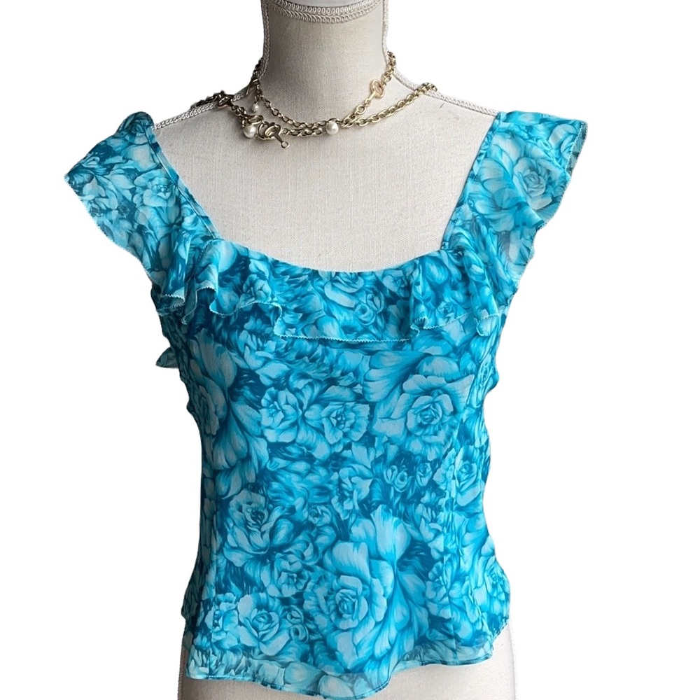Ann Taylor turquoise sleeveless blouse